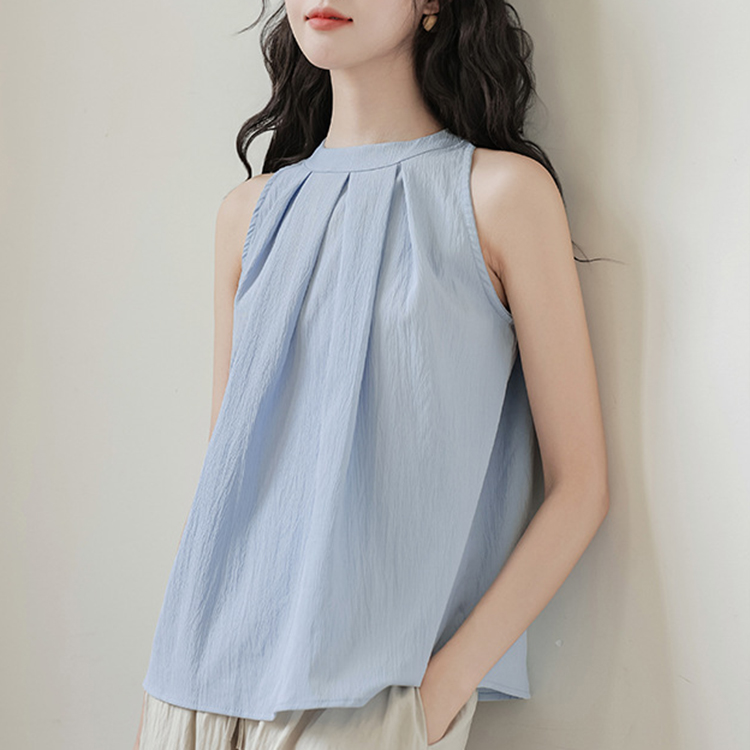 日韓甜鏤空設計感露背掛脖無袖背心