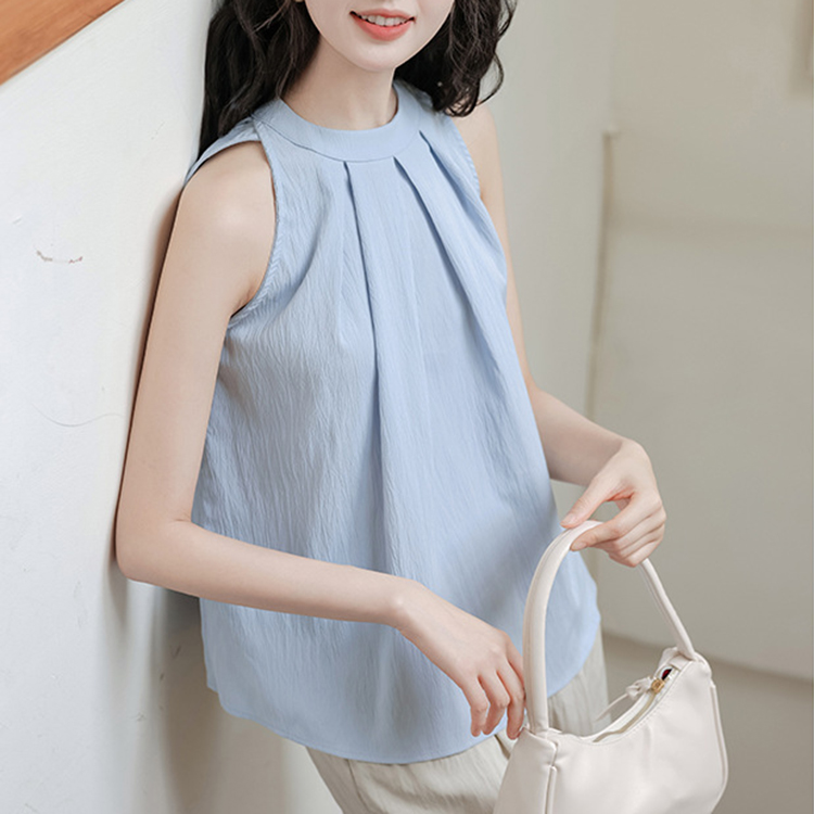 日韓甜鏤空設計感露背掛脖無袖背心