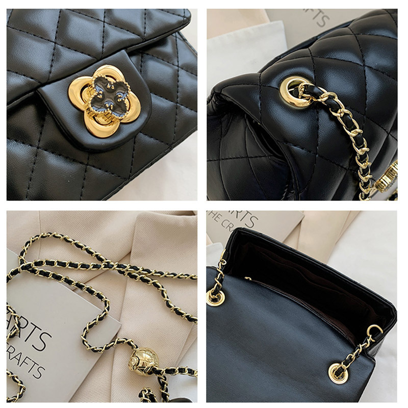 小香風單肩斜跨包四葉草菱格鏈條女包