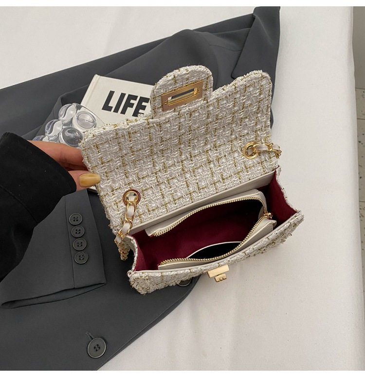 小香風呢子腋下鏈條包肩斜挎小方包