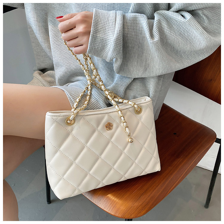 新款潮時尚肩斜背包菱格百搭鏈條腋下包