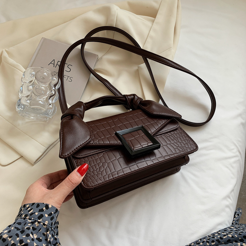 夏季新款時尚鱷魚紋小方包質感百搭單肩斜背包