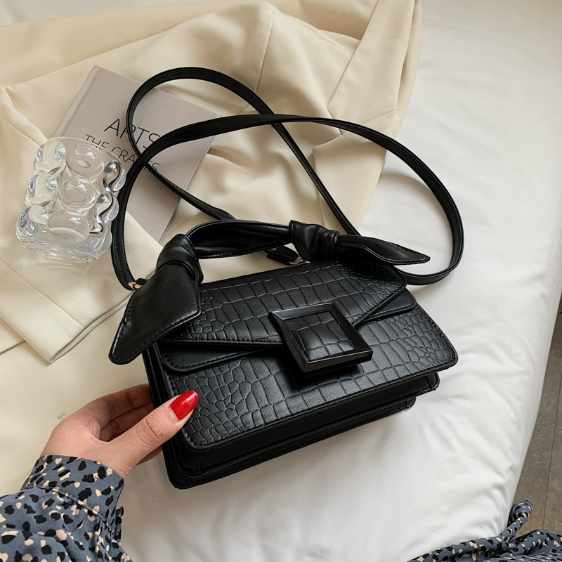 夏季新款時尚鱷魚紋小方包質感百搭單肩斜背包