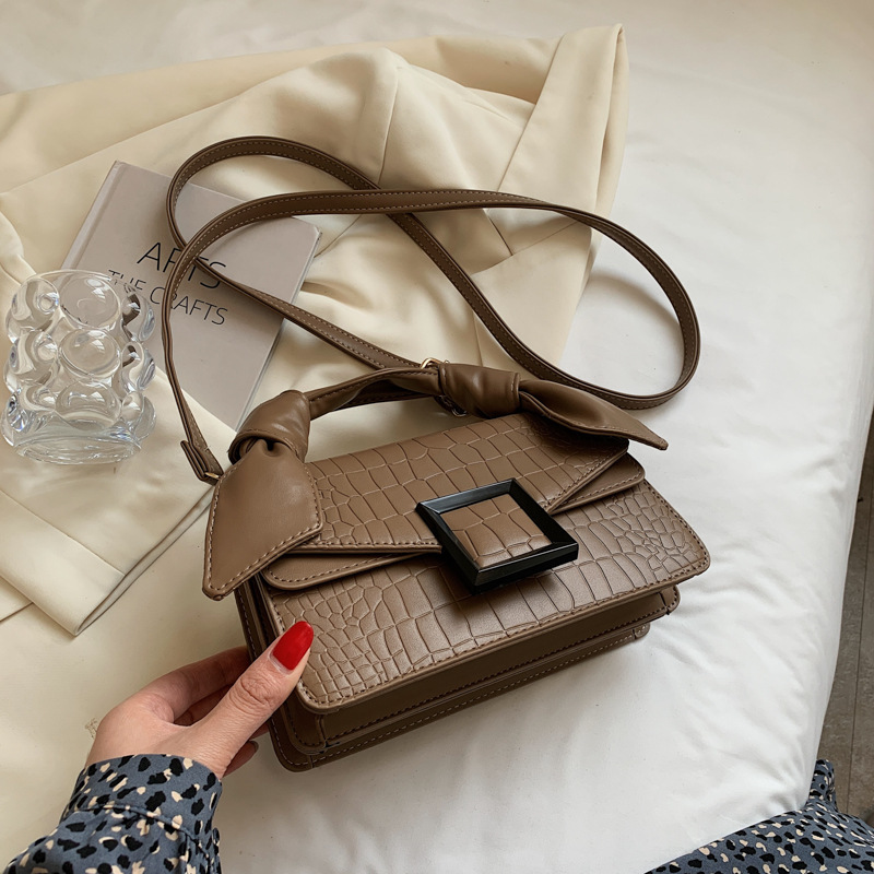 夏季新款時尚鱷魚紋小方包質感百搭單肩斜背包