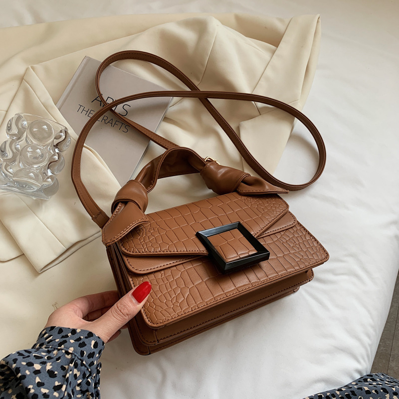 夏季新款時尚鱷魚紋小方包質感百搭單肩斜背包