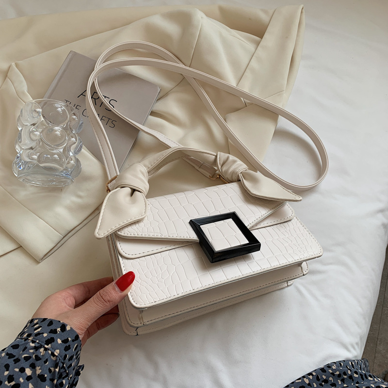 夏季新款時尚鱷魚紋小方包質感百搭單肩斜背包