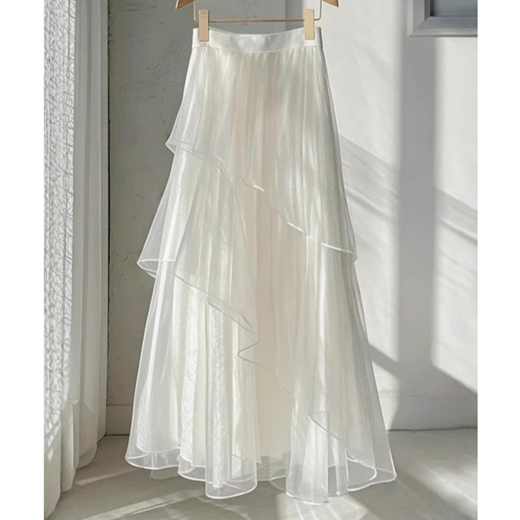 高級感氣質仙氣飄飄白色網紗裙