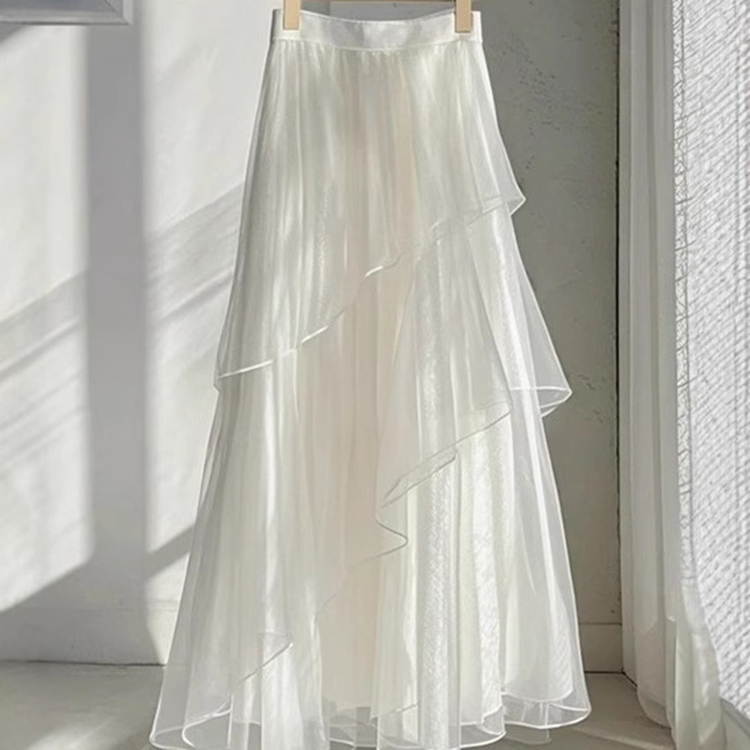 高級感氣質仙氣飄飄白色網紗裙