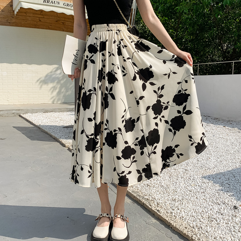 法式復古洋氣時尚氣質高腰碎花半身裙