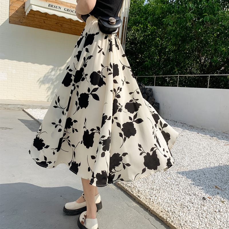 法式復古洋氣時尚氣質高腰碎花半身裙