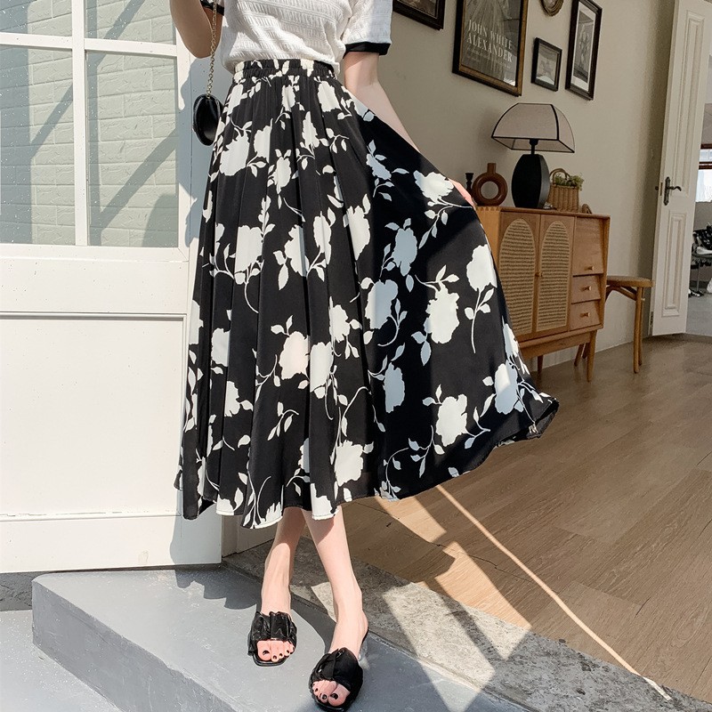 法式復古洋氣時尚氣質高腰碎花半身裙