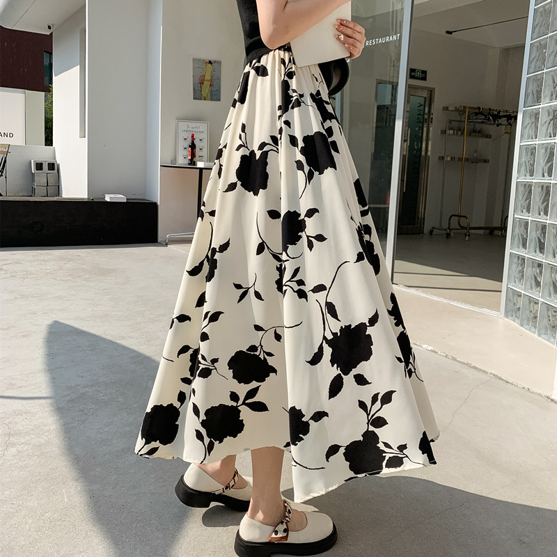 法式復古洋氣時尚氣質高腰碎花半身裙