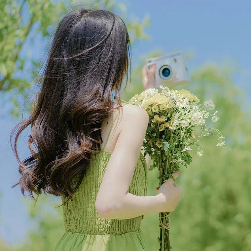 森系文藝氛圍感綠色收腰度假風連衣裙