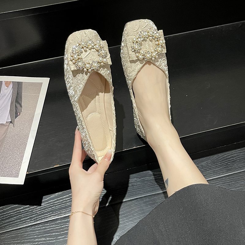 軟底百搭工作鞋配裙子溫柔淑女豆豆鞋