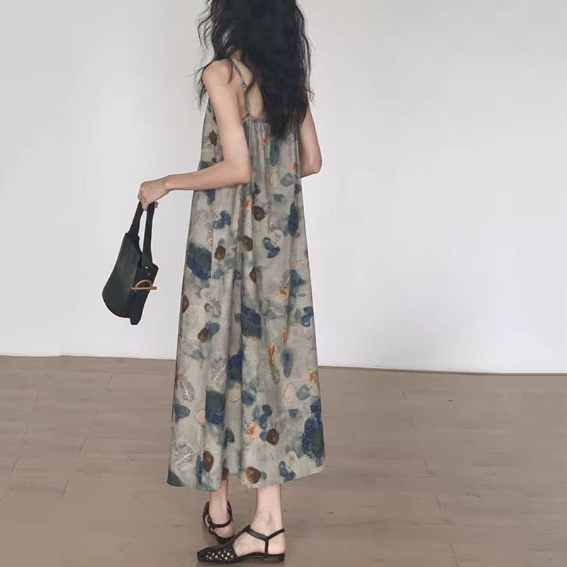 春夏新款設計感小眾法式復古吊帶洋裝