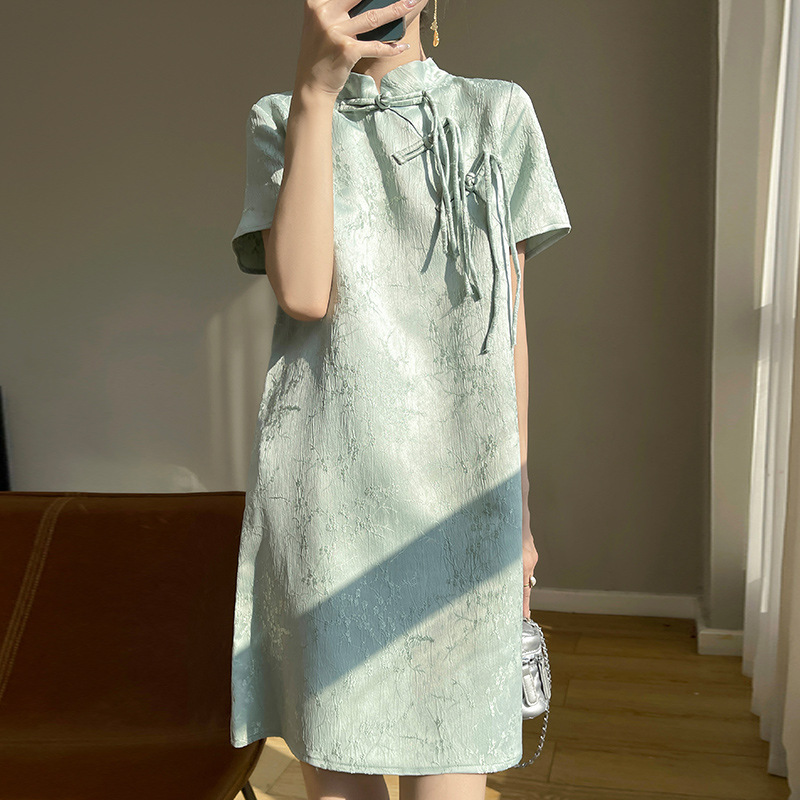 國風新中式盤扣改良旗袍小個子連身裙