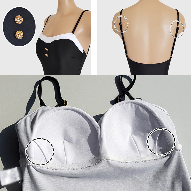 小香風時尚百搭顯瘦海邊度假連身泳衣