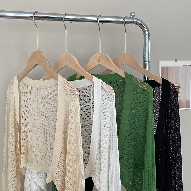 春夏鏤空冰絲防曬開襟衫女薄外套罩衫