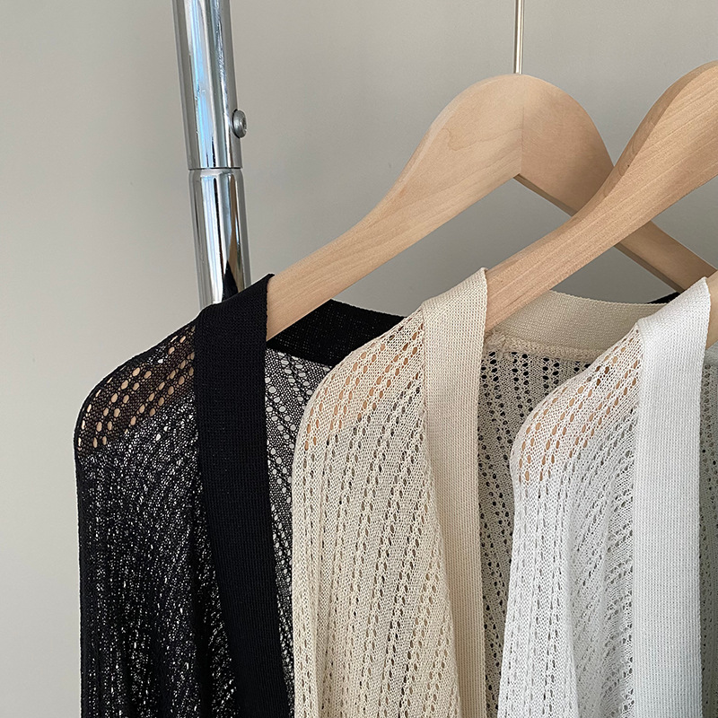 春夏鏤空冰絲防曬開襟衫女薄外套罩衫