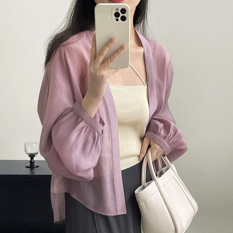 夏季短外套女復古小眾氣質寬鬆別緻防曬襯衫