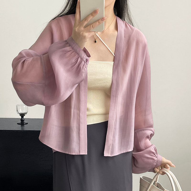 夏季短外套女復古小眾氣質寬鬆別緻防曬襯衫