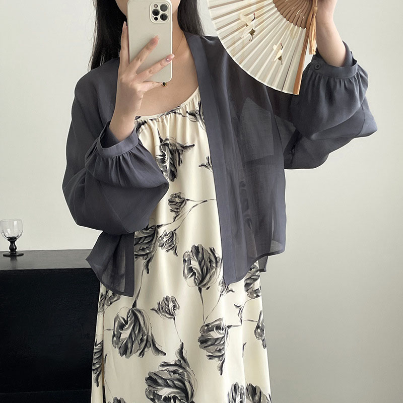 夏季短外套女復古小眾氣質寬鬆別緻防曬襯衫