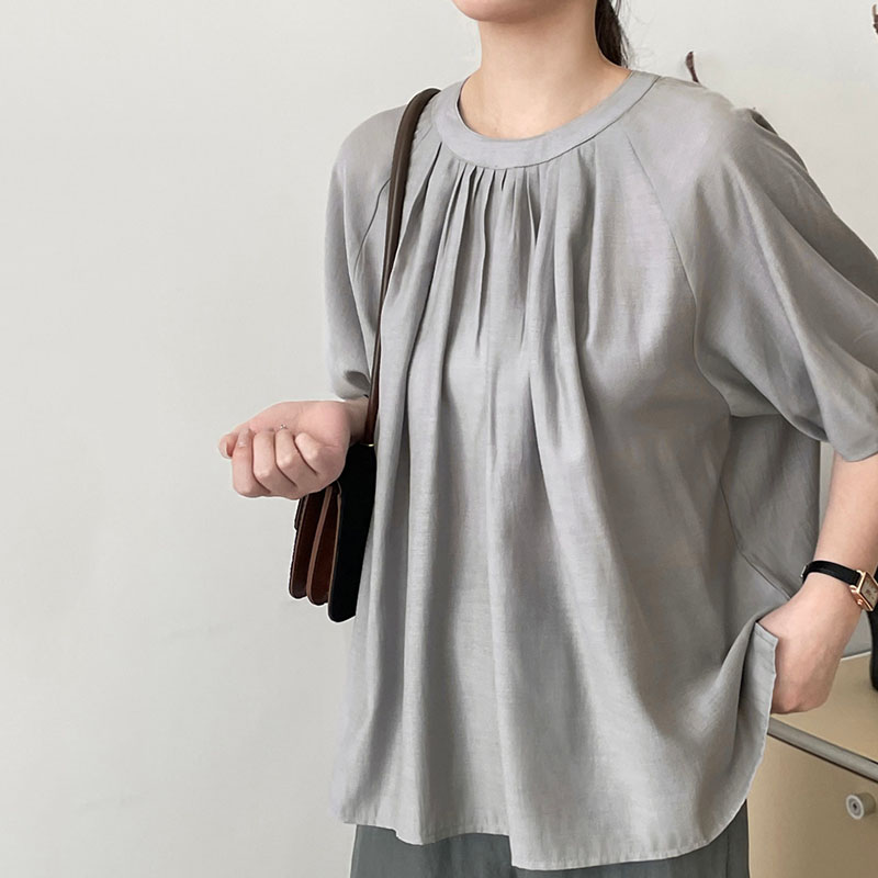 飄逸感微透壓皺褶寬鬆鏤空繫帶上衣防曬襯衫