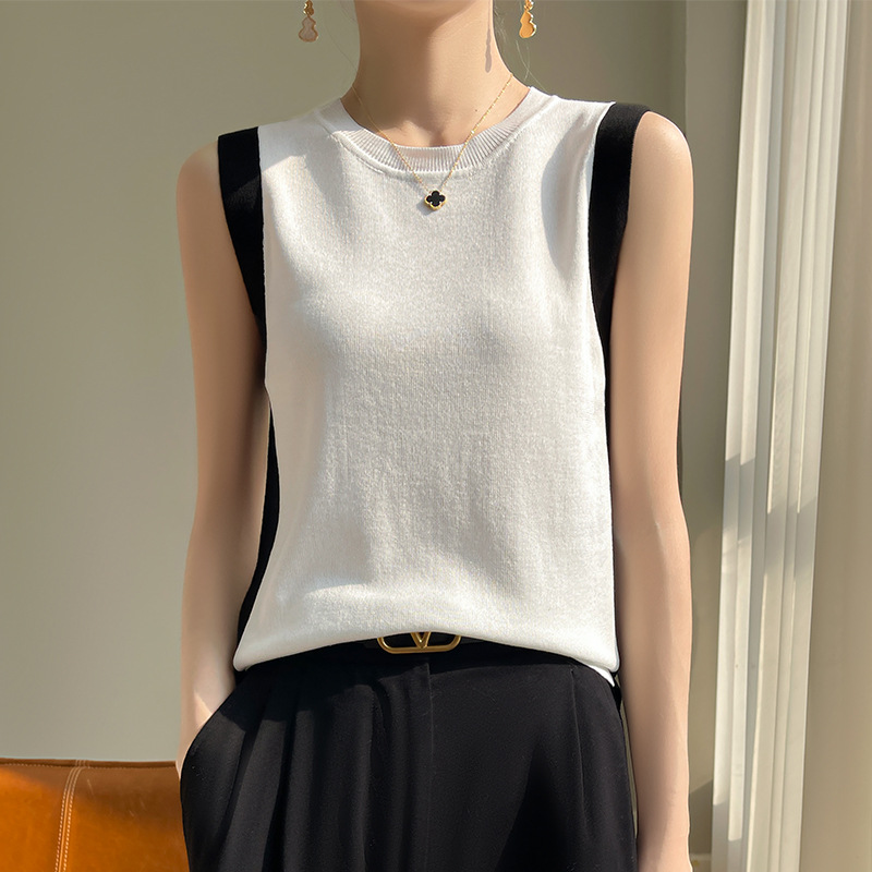休閒百搭內搭上衣撞色針織吊帶背心