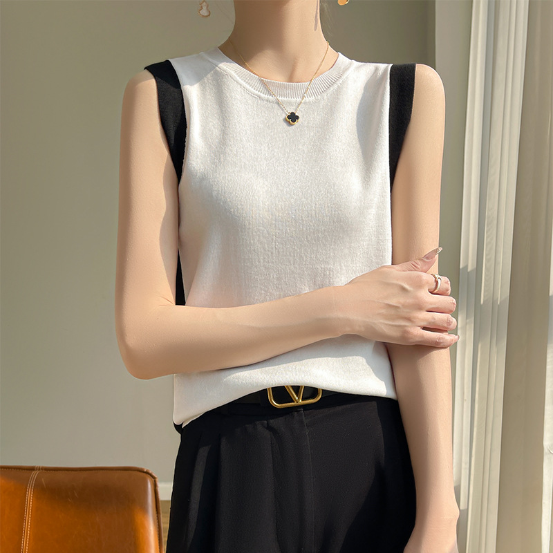 休閒百搭內搭上衣撞色針織吊帶背心