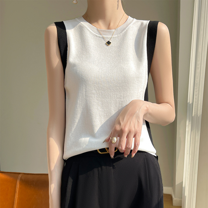 休閒百搭內搭上衣撞色針織吊帶背心