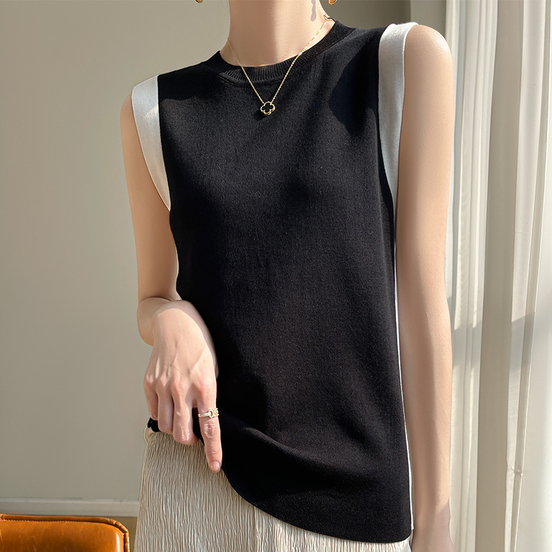 休閒百搭內搭上衣撞色針織吊帶背心