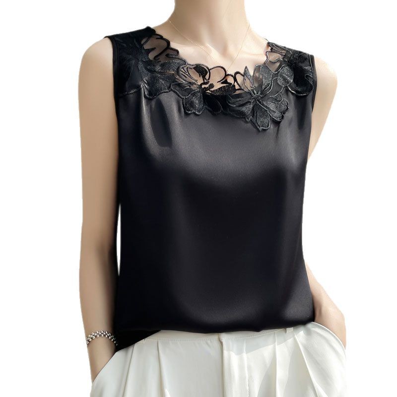 設計感百搭蕾絲V領吊帶背心女寬肩無袖內搭上衣