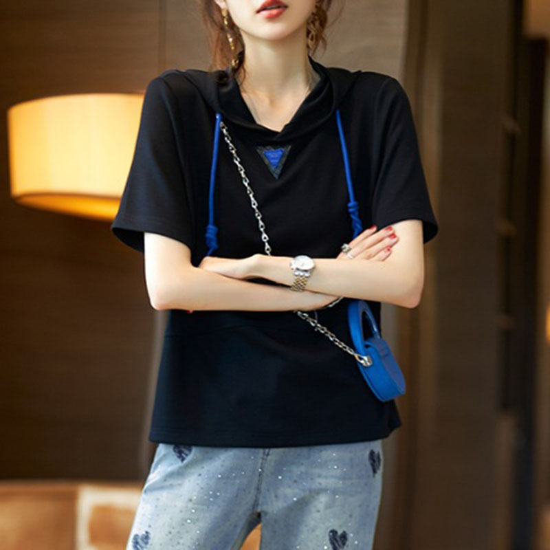 夏季新款連帽休閒短袖t卹