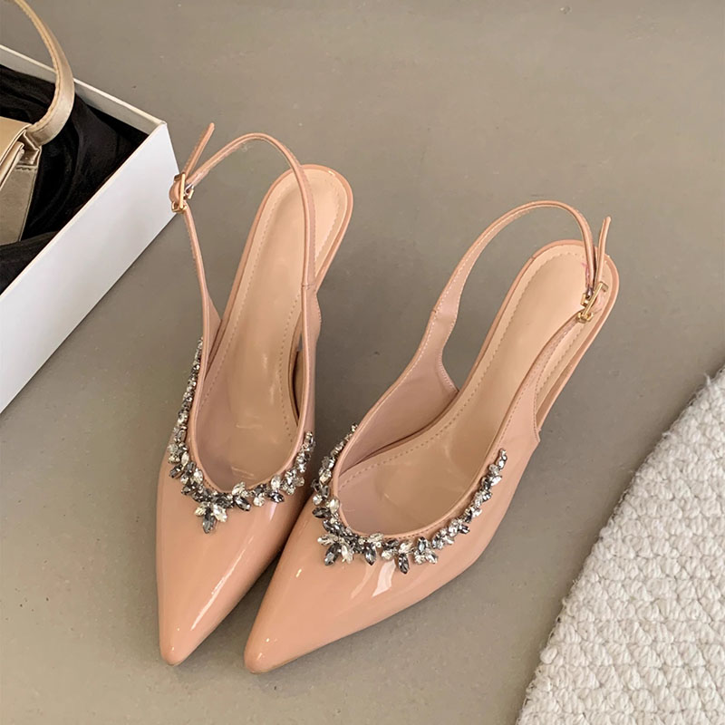 仙女水鑽尖頭高跟包頭涼鞋