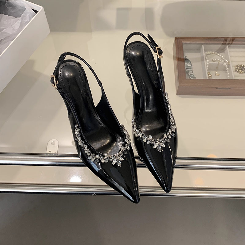 仙女水鑽尖頭高跟包頭涼鞋