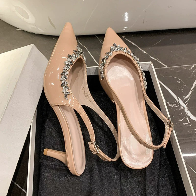 仙女水鑽尖頭高跟包頭涼鞋