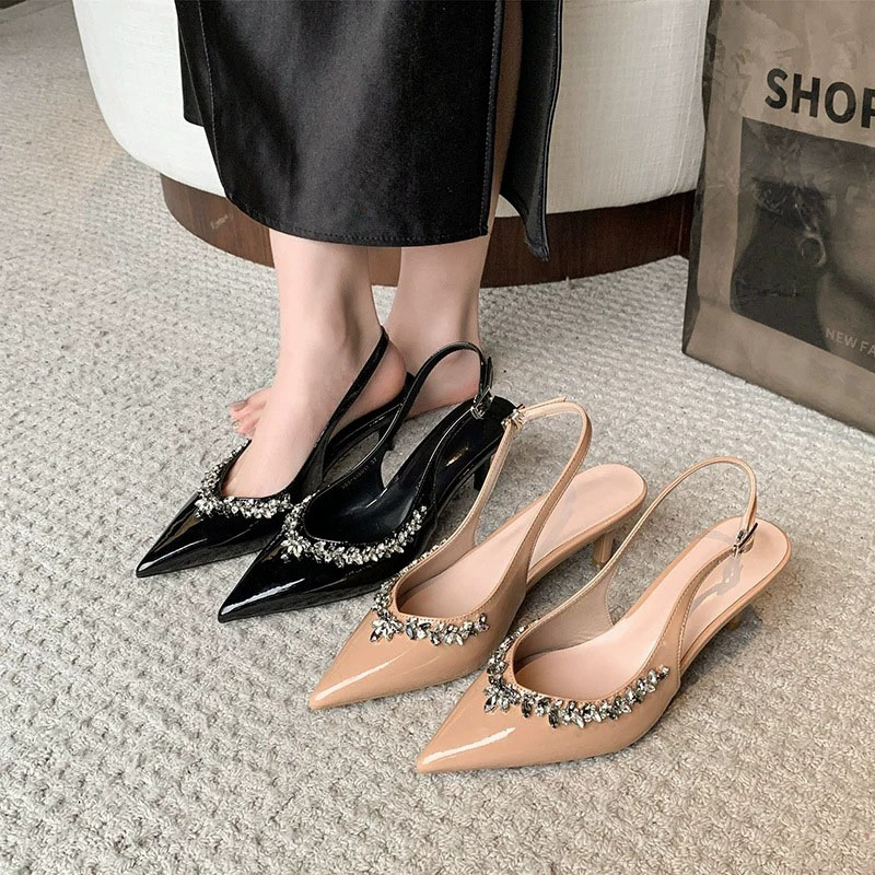 仙女水鑽尖頭高跟包頭涼鞋