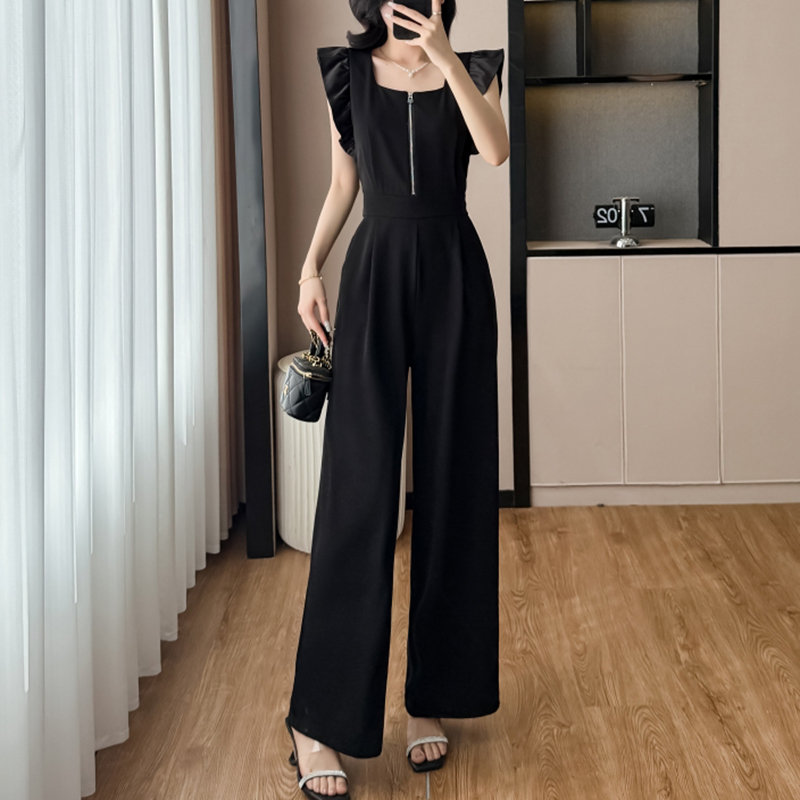 時尚減齡飛飛袖收腰垂感連身闊腿褲