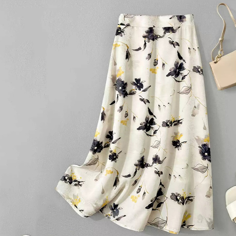 優雅氣質復古碎花半身裙