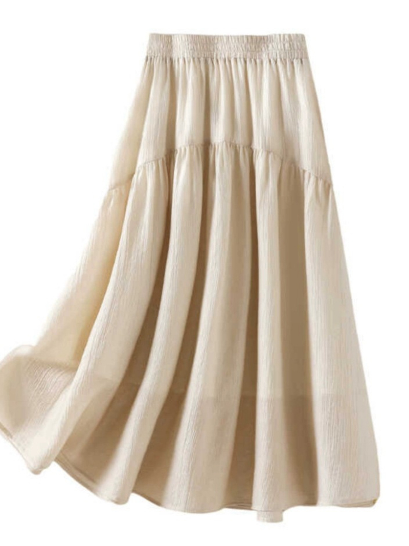 時尚休閒百搭鬆緊腰大擺輕薄A字裙