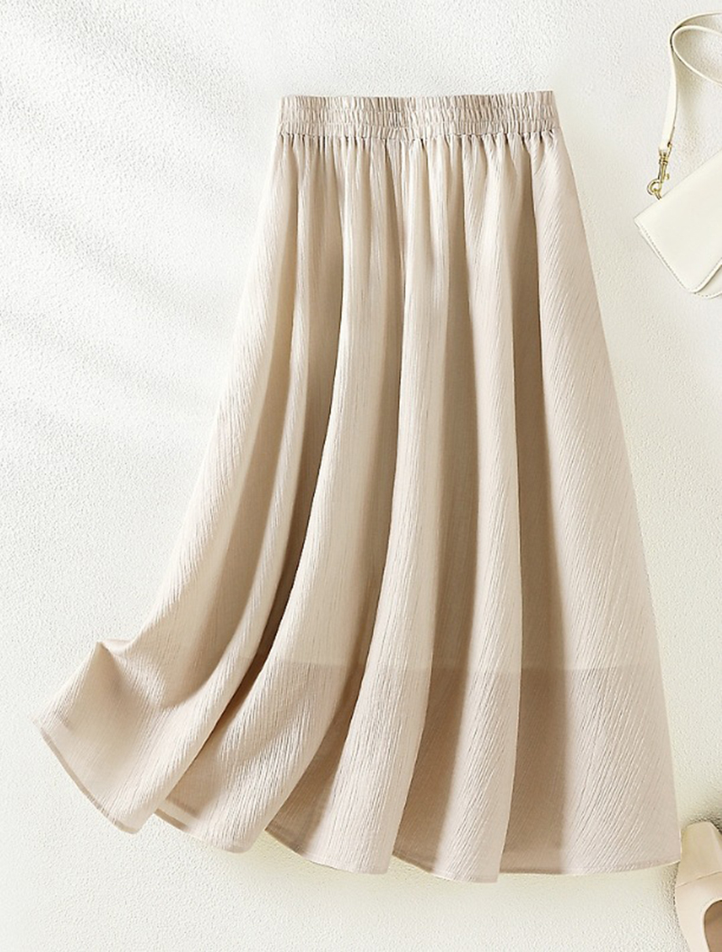 時尚休閒百搭鬆緊腰大擺輕薄A字裙