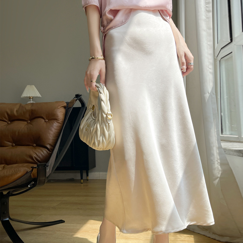 通勤氣質絲質緞面開叉魚尾裙（4色）