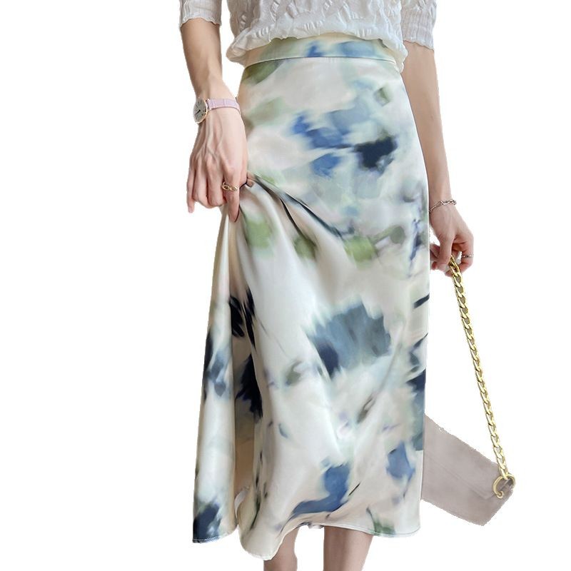 氣質時尚顯瘦高腰A字碎花長裙（4色）