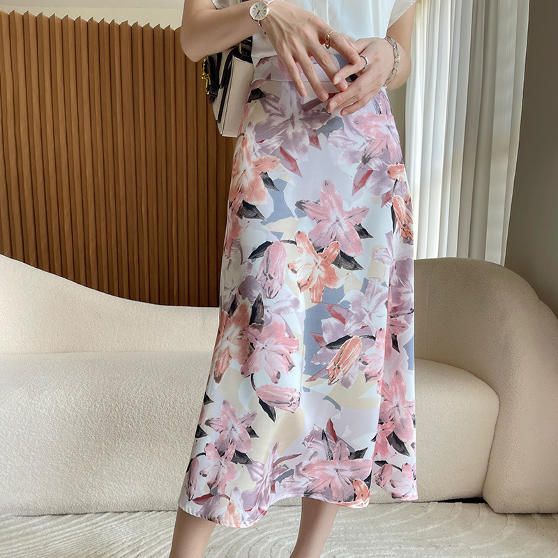 氣質時尚顯瘦高腰A字碎花長裙（4色）