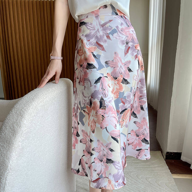 氣質時尚顯瘦高腰A字碎花長裙（4色）