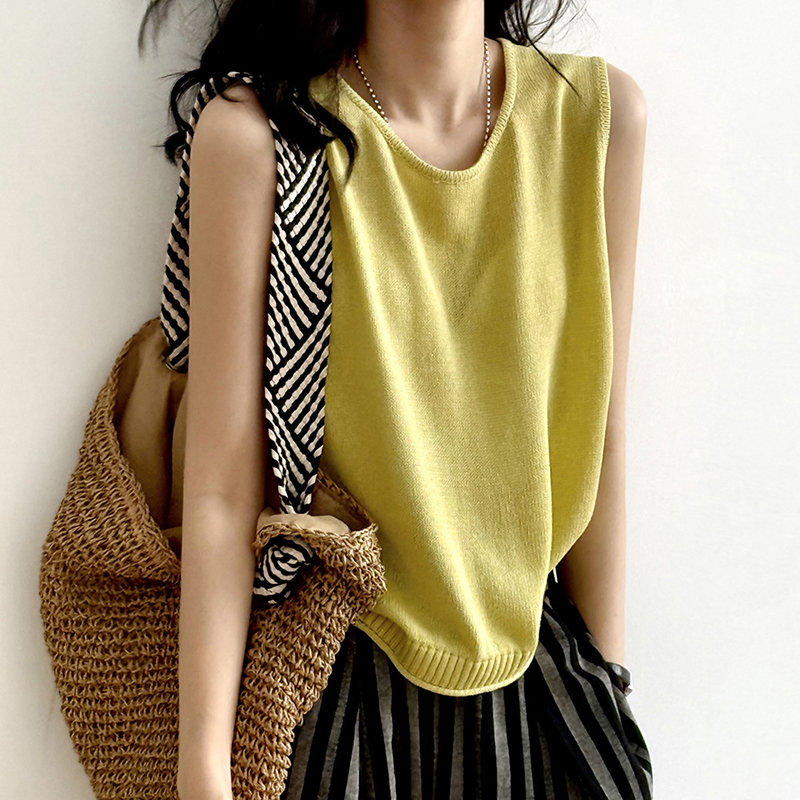 簡約亞麻寬鬆內搭針織背心（7色）