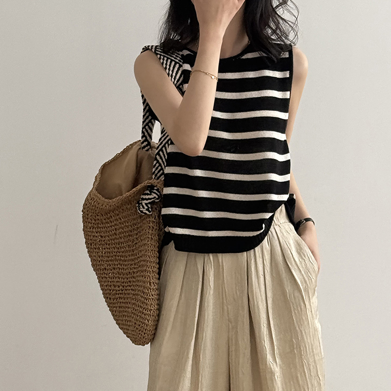 簡約亞麻寬鬆內搭針織背心（7色）