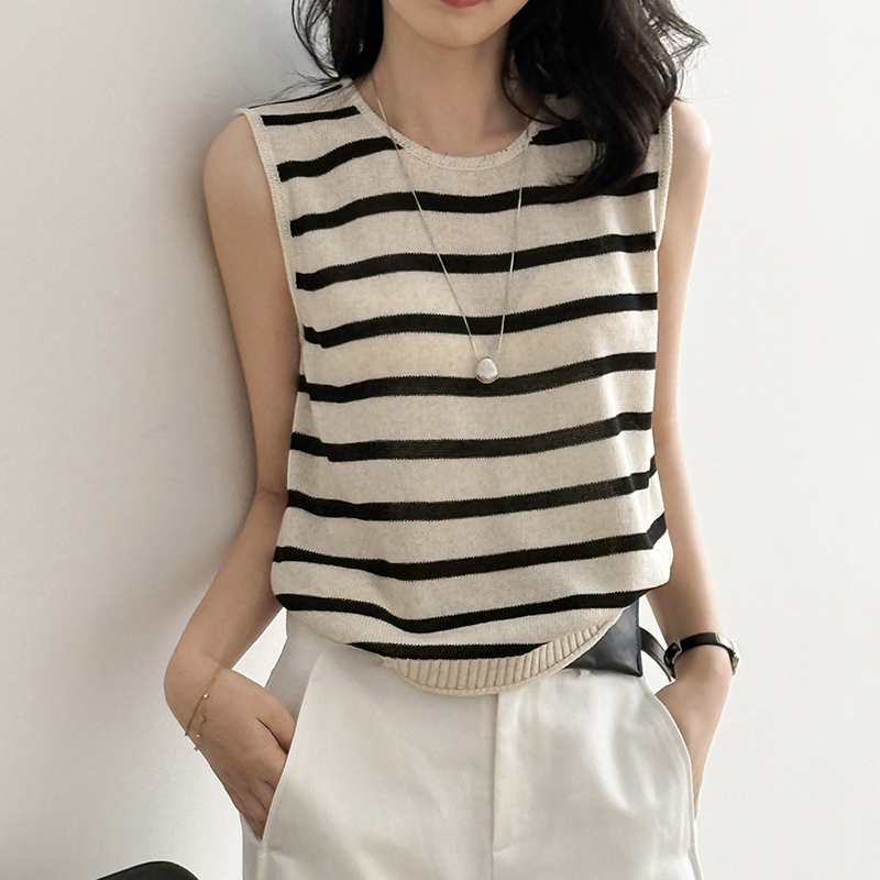 簡約亞麻寬鬆內搭針織背心（7色）