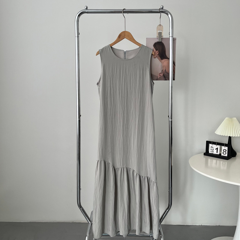 復古慵懶氣質小眾拼接背心連身裙