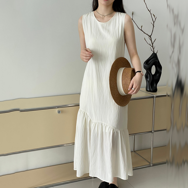 復古慵懶氣質小眾拼接背心連身裙